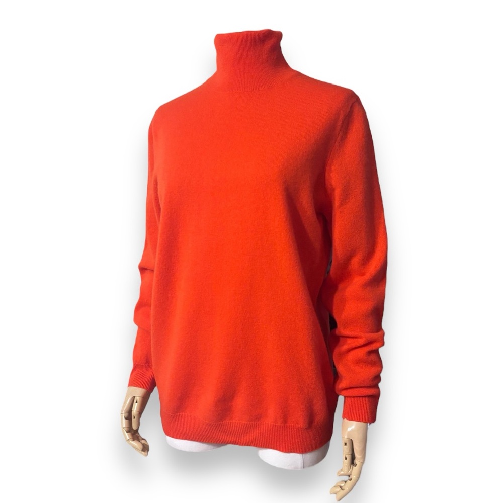 MASSIMO DUTTI Wool Cashmere Turtleneck Sweater Bright Orange